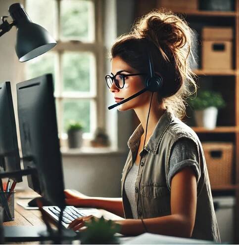 Home office worker created by Kathy McCabe and OpenAI