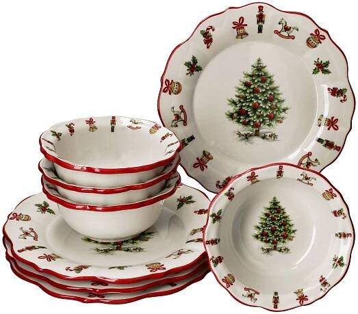 8dílná jídelní sada Maestro Natale 4 osoby talíř miska na cereálie Vánoce