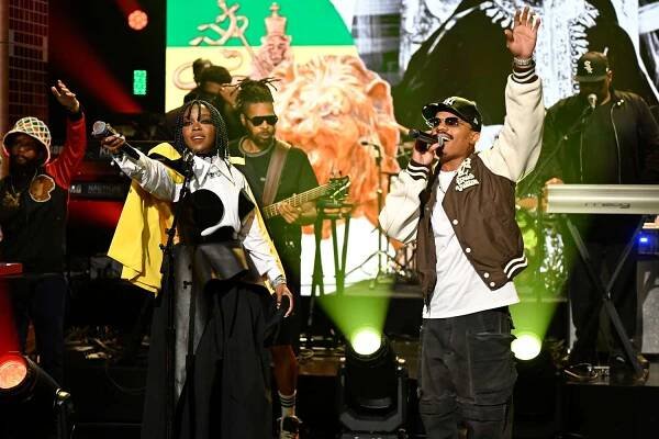 Musical guests Ms. Lauryn Hill and YG Marley perform on May 14, 2024 on The Tonight Show Starring Jimmy Fallon.