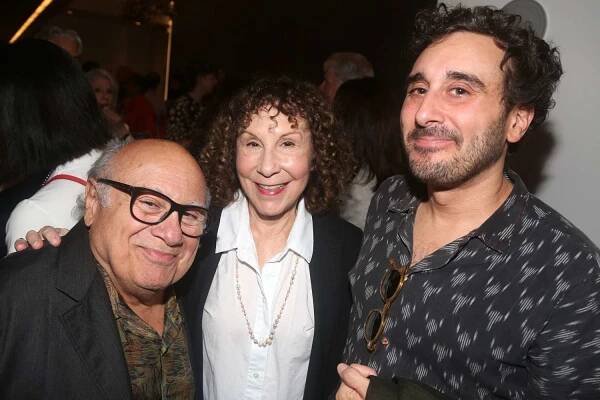Danny DeVito, Rhea Perlman and son Jake DeVito pose at the opening night of the play 