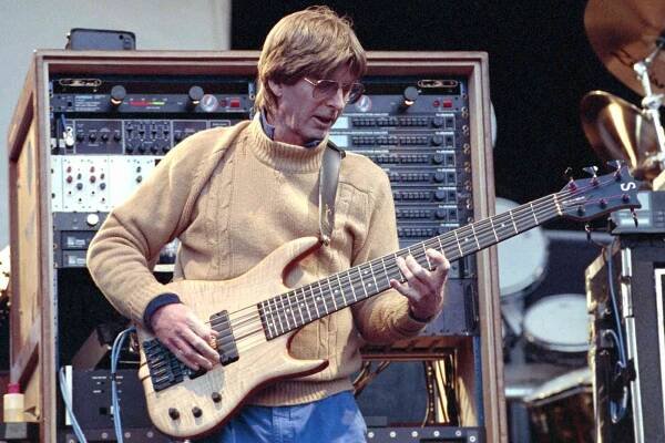 Phil Lesh of The Grateful Dead performs at Shoreline Amphitheatre on May 12, 1991 in Mountain View California.