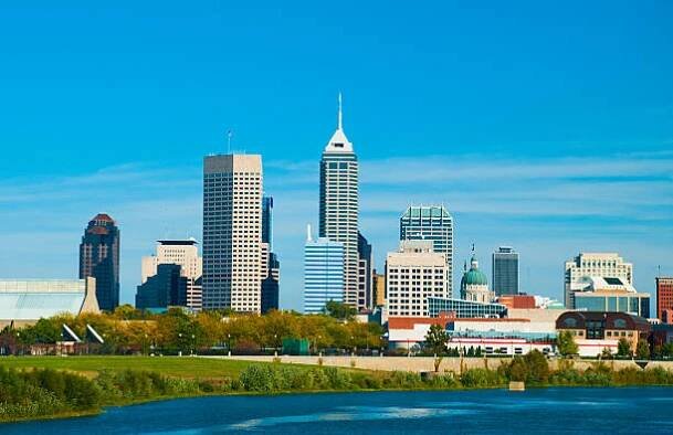 panorama a řeka indianapolis - indianapolis - stock snímky, obrázky a fotky