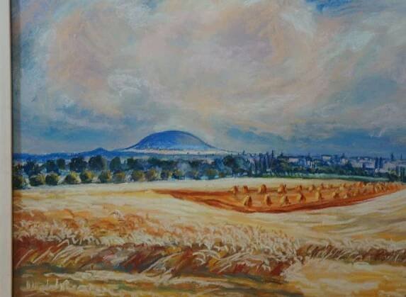 Žně Pod Řípem, Krajina Kolem Roudnice - Josef ZICHA Pastel 1962 | eAntik - obchod specializovaný na starožitné šperky 