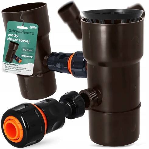 LAPAČ DEŠŤOVÉ VODY 90 MM SBĚRAČ DEŠŤOVÉ VODY REKUPERÁTOR OKAPŮ BRONZOVÝ X5