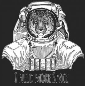 Vesmířan, astronaut. Divoké zvíře ve skafandru. — Ilustrace