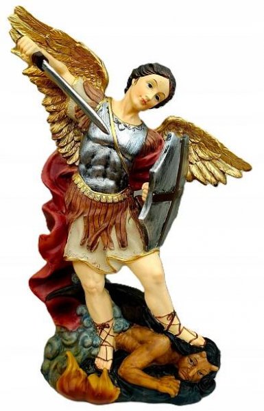 Krásná figurka sv. Michaela Archanděla – RUČNĚ MALOVANÁ – 28,3 cm vysoká Výrobce Dekoprojekt