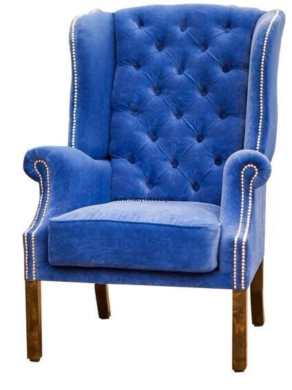 Křeslo ušák Chesterfield BLUE