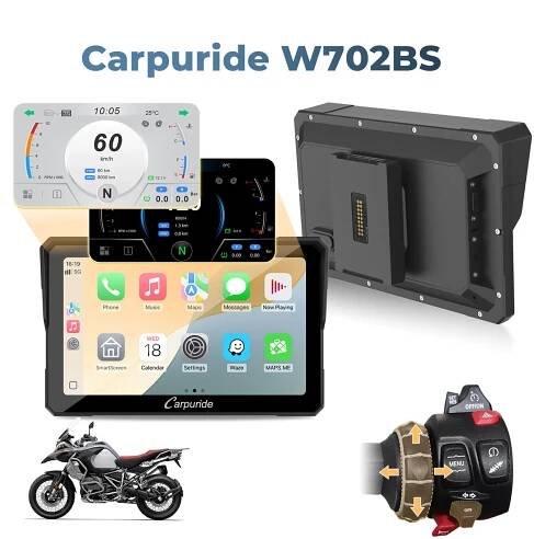 Carpuride W702BS/502BS Motorcycle Stereo – Compatible with Select Control Systems(Fits Select Models, See Details)