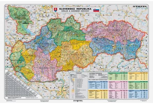 Mapa Slovensko-Kraje a územné obvody