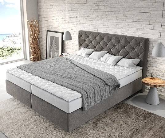 Boxspring postel Dream-Great 180x200 cm mikrovlákno kamenně šedá s matrací a topperem - Obrázek 4
