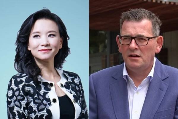 A composite image of Cheng Lei and Dan Andrews 