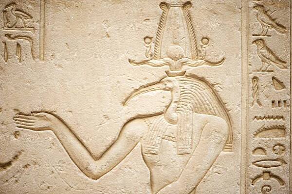 staroegyptský hieroglyf boha shotha ibise - egyptský bůh - stock snímky, obrázky a fotky
