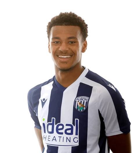 A photo of Albion U18 forward Adam Okorodudu in the 2025/26 home kit