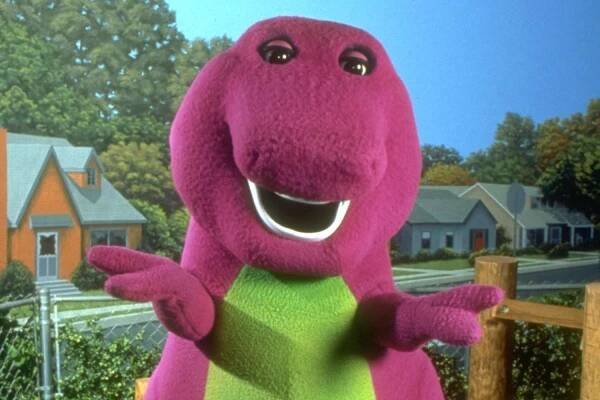 Barney, the purple dinosaur in Barney & Friends. 