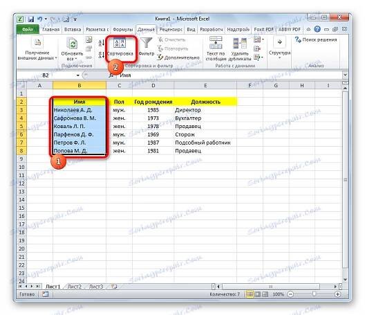 Povolení třídění databáze v aplikaci Microsoft Excel