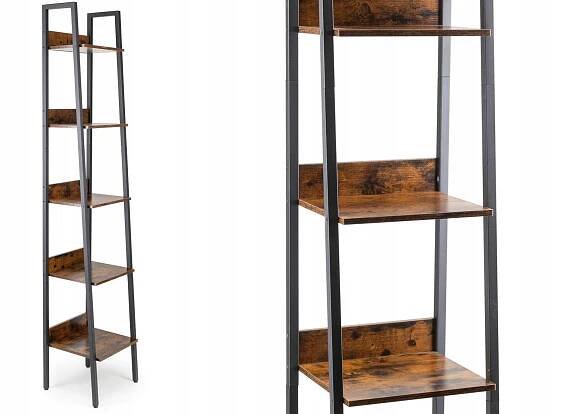 Žebříkový regál na knihy dekorace 5 polic LOFT
