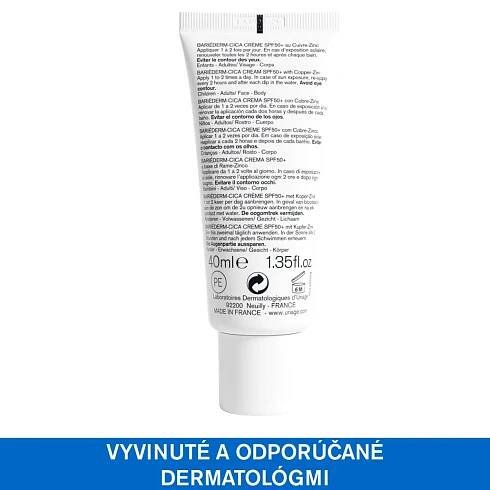 URIAGE BARIÉDERM CICA Cream with Copper-Zinc SPF50+, 40ml 1×40 ml, regeneračný krém s meďou a zinkom a SPF50