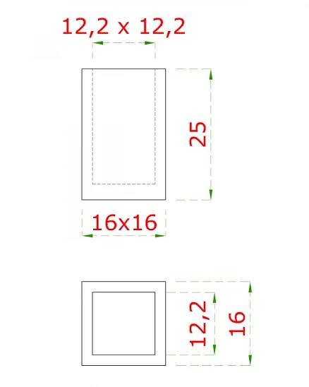 Ukončení na jokl (12x12mm), broušená nerez K320 /AISI304