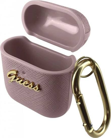 Guess Saffiano Metal Logo obal pro Apple AirPods GUA2SASMP