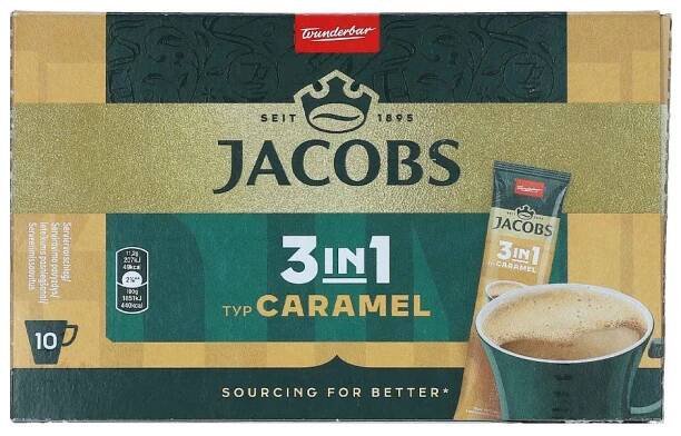 Jacobs instantní káva 3v1 s příchutí karamelu 10ks 112 g