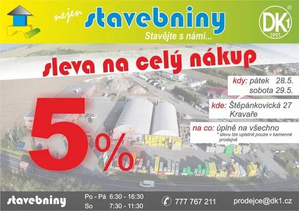 sleva na celý nákup - STAVEBNINY DK1 - Novinky - DK1 :: Nízkoenergetické rodinné domy, projekce,prodej stavebnin, realizace