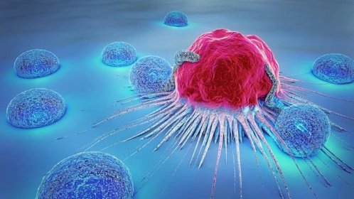 3d ilustrace rakovinné buňky a lymfocytů - metastáza - stock snímky, obrázky a fotky