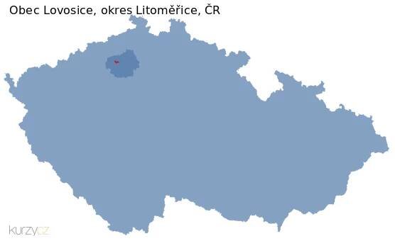 Mapa obce Lovosice a okresu Litoměřice v ČR