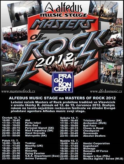 Program druhé Alfedus Music Stage na festivalu Masters Of Rock!