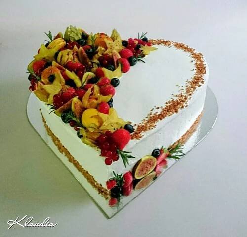 Ovocné srdce, torta, Drip torty