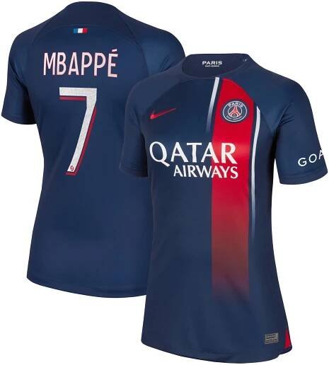 Paris Saint-Germain Nike Home Stadium Shirt 2023-24 - Womens with Mbappé 7 printing
