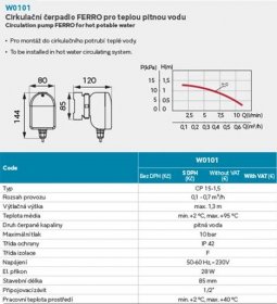 NOVASERVIS - Cirkulační čerpadlo pro teplou vodu (W0101)