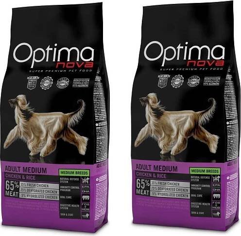 Optima Nova Dog Adult Medium 2 x 12 kg
