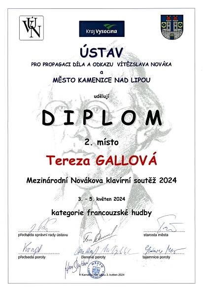 GRATULACE K ÚSPĚCHU NA MEZINÁRODNÍ KLAVÍRNÍ SOUTĚŽI - Konzervatoř Evangelické akademie