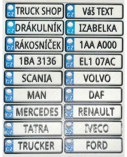 Přívěšek SPZ na klíče - vlastní text