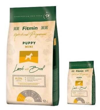 Fitmin dog mini puppy lamb beef 12 kg + 2,5 kg ZDARMA