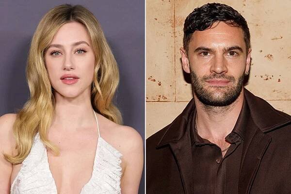 Lili Reinhart attends Vanities: A Night For Young Hollywood Party on Feb. 26, 2025, in Los Angeles ; Tom Bateman attends the 'Magpie' screening on Oct. 25, 2024, in New York City.