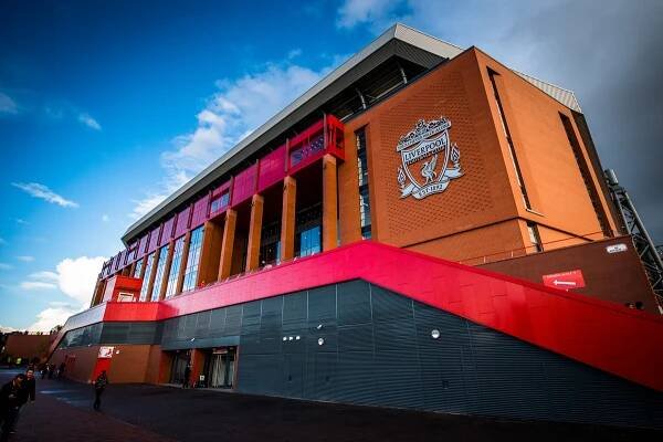 View outside Anfield Stadium, Liverpool