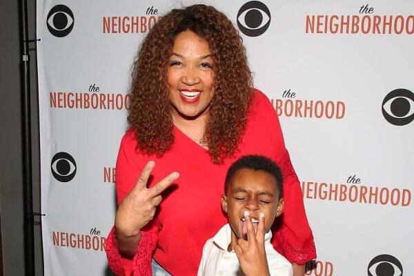 Kym Whitley and her Son Joshua attend CBS's 