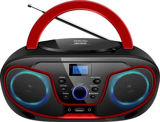Silva Schneider MPC 19.4 USB 210718 rádio s CD, FM, AUX, CD, USB, černá, červená
