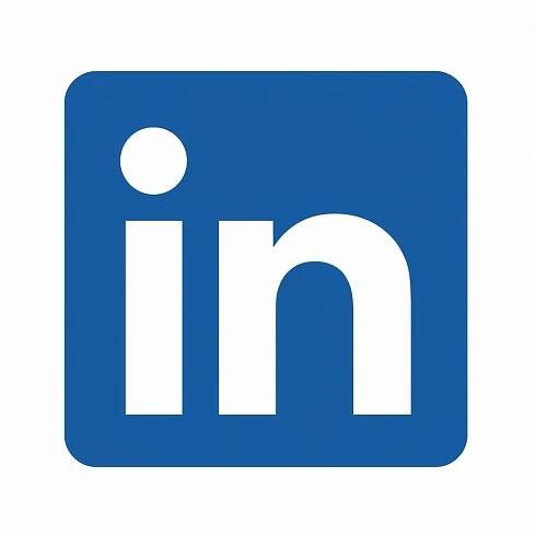 Logo profesní sociální sítě LinkedIn tvoří bílá písmena „in“ v modrém rámečku. Zdroj: Ideogram.AI