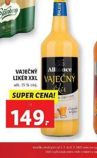 Lidl Vaječný likér xxl nabídka