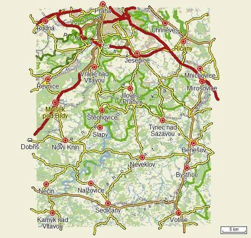 Cyklotrasy, cyklostezky a cyklomapy : Okolí Prahy, Slapy