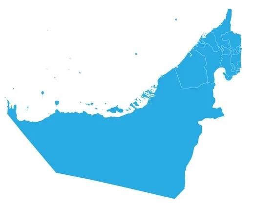 Mapa státu Spojených arabských emirátů. Vysoce detailní Vektorová mapa - celoštátnej arabské emiráty. — Ilustrace
