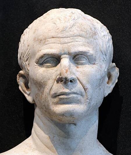 Picture of marble head of Caesar.