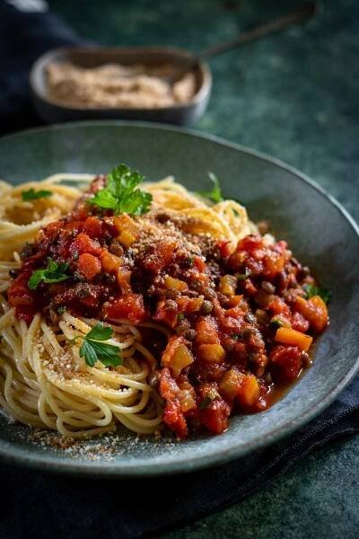 Veganská boloňská s „parmezánem“. Obohatí váš jídelníček živinami i novými chutěmi | Forbes