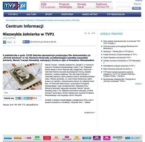 Marianna Bukowski - TVP1 Broadcast Premiere