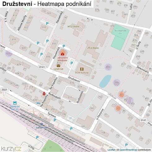 Mapa Družstevní - Firmy v ulici.