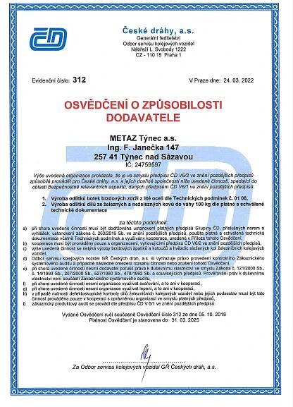 METAZ TÝNEC A.S. - COMPANY PROFILE