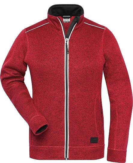 Dámská pletená Pracovní Fleece mikina SOLID Red melange/black XS