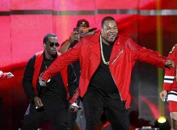 Busta Rhymes performs with Puff Daddy during the second night of the 2015 iHeartRadio Music Festival at the MGM Grand Garden Arena in Las Vegas